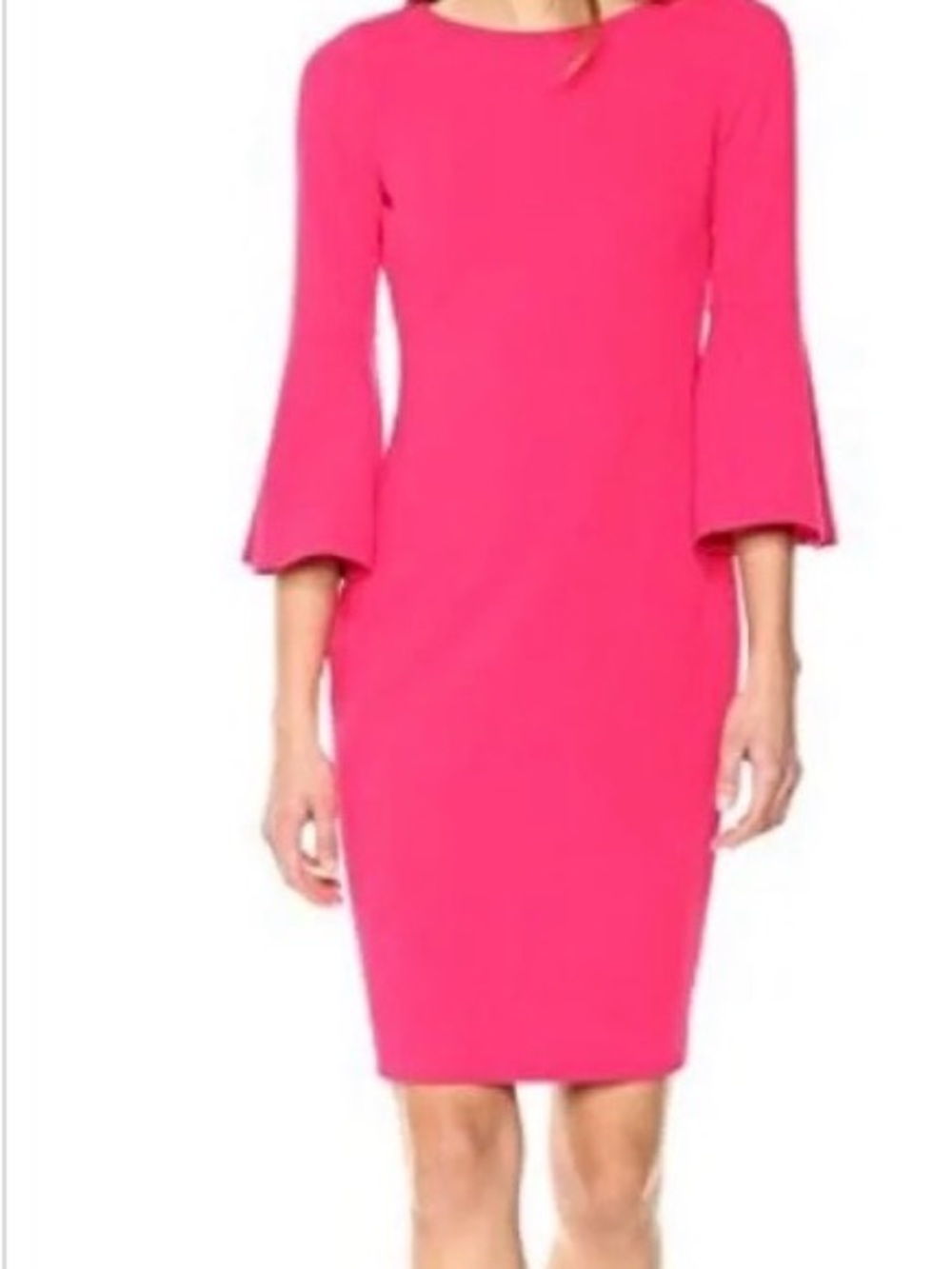 Calvin Klein Hot Pink Bell-Sleeve Midi Sheath Dress